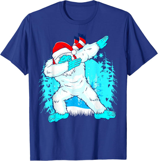 Christmas Dabbing Yeti Abominable Snowman Squatch Kids Boys T-Shirt - T-Shirt | Royal