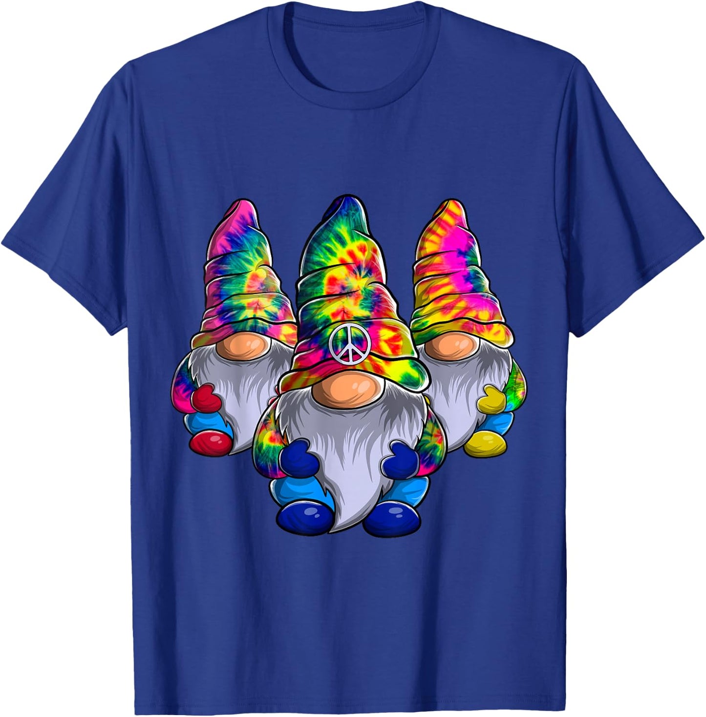 Three Hippie Gnomes Peace Gnome Funny Retro Tie DIY Design T-Shirt - T-Shirt | Royal