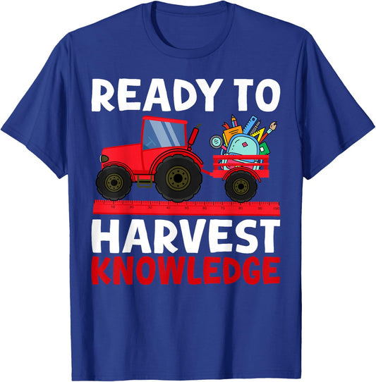 Back to School Tractor Farmer Boys First Day of School Kids T-Shirt - T-Shirt | Royal