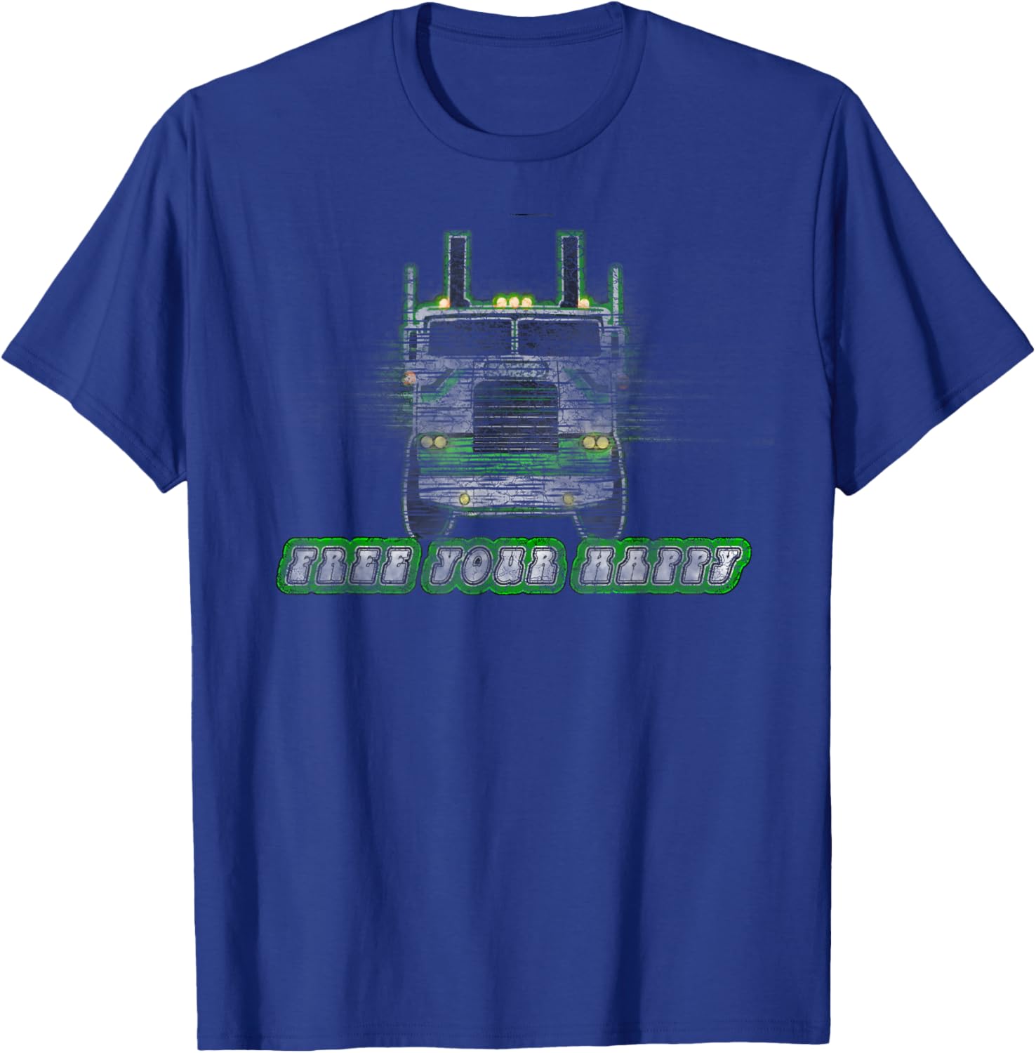 Vintage Old School Trucker Cabover Semi Truck T-Shirt - T-Shirt | Royal
