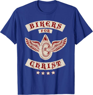 Bikers for Christ Christian Motorcycle Patch Faith T-Shirt - T-Shirt | Royal