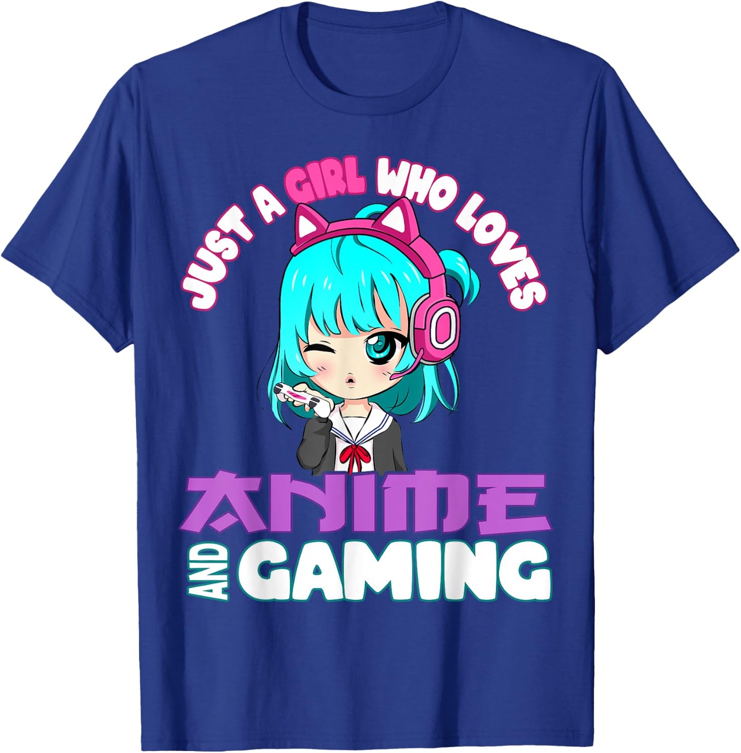 Just a Girl who loves Anime and Gaming chibi Video Games T-Shirt - T-Shirt | Royal