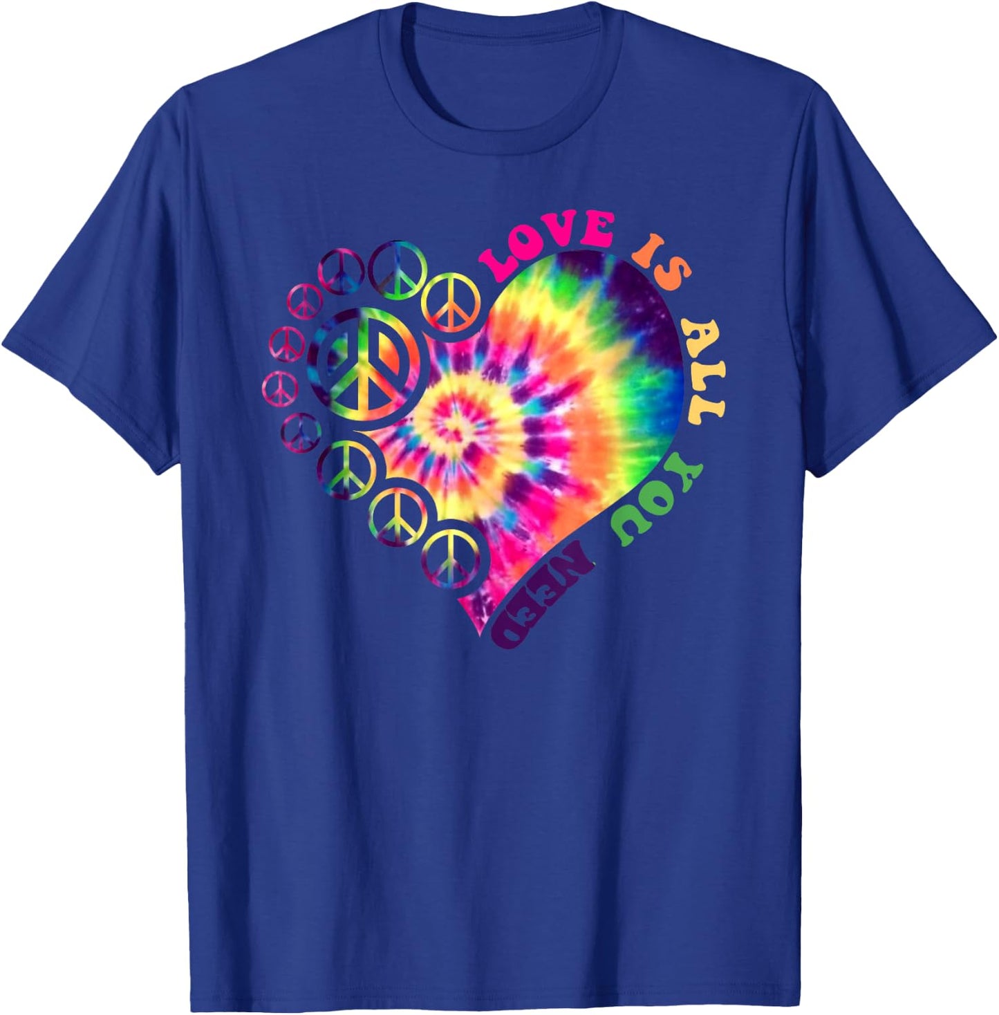 PEACE SIGN LOVE 60s 70s Tie Dye Hippie Halloween Costume T-Shirt - T-Shirt | Royal