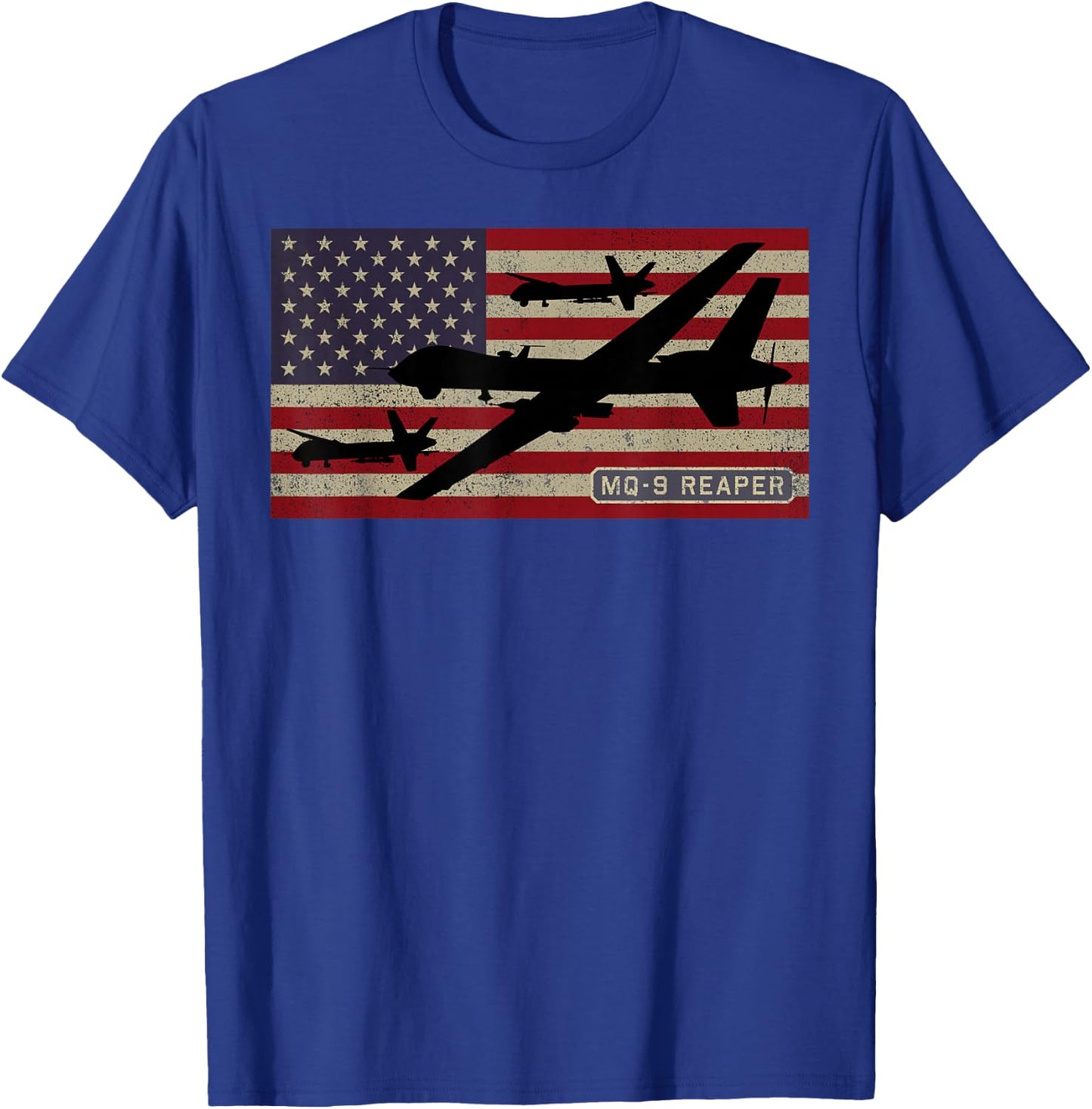MQ-9 Reaper UAV Drone American Flag T-Shirt - T-Shirt | Royal