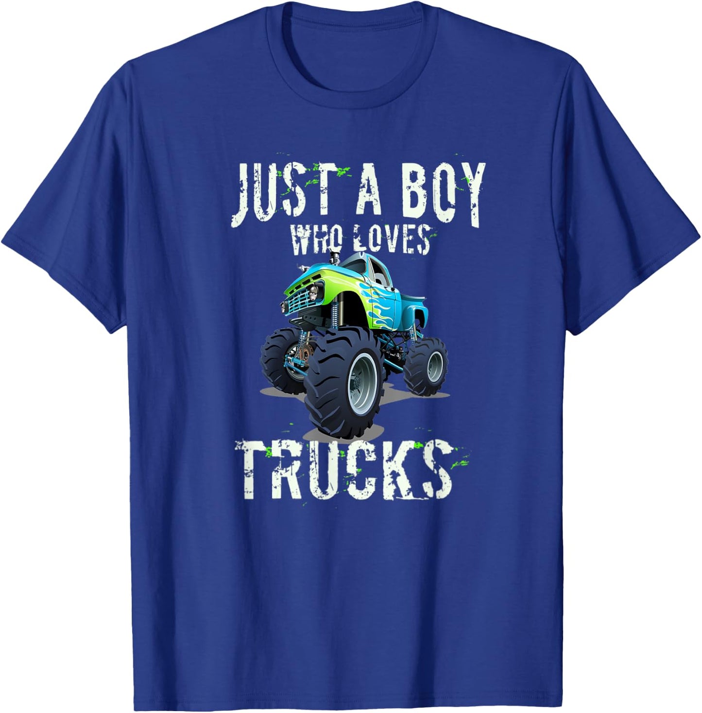 Kids Monster Truck T Shirt Gift Just a Boy Who Loves Trucks T-Shirt - T-Shirt | Royal