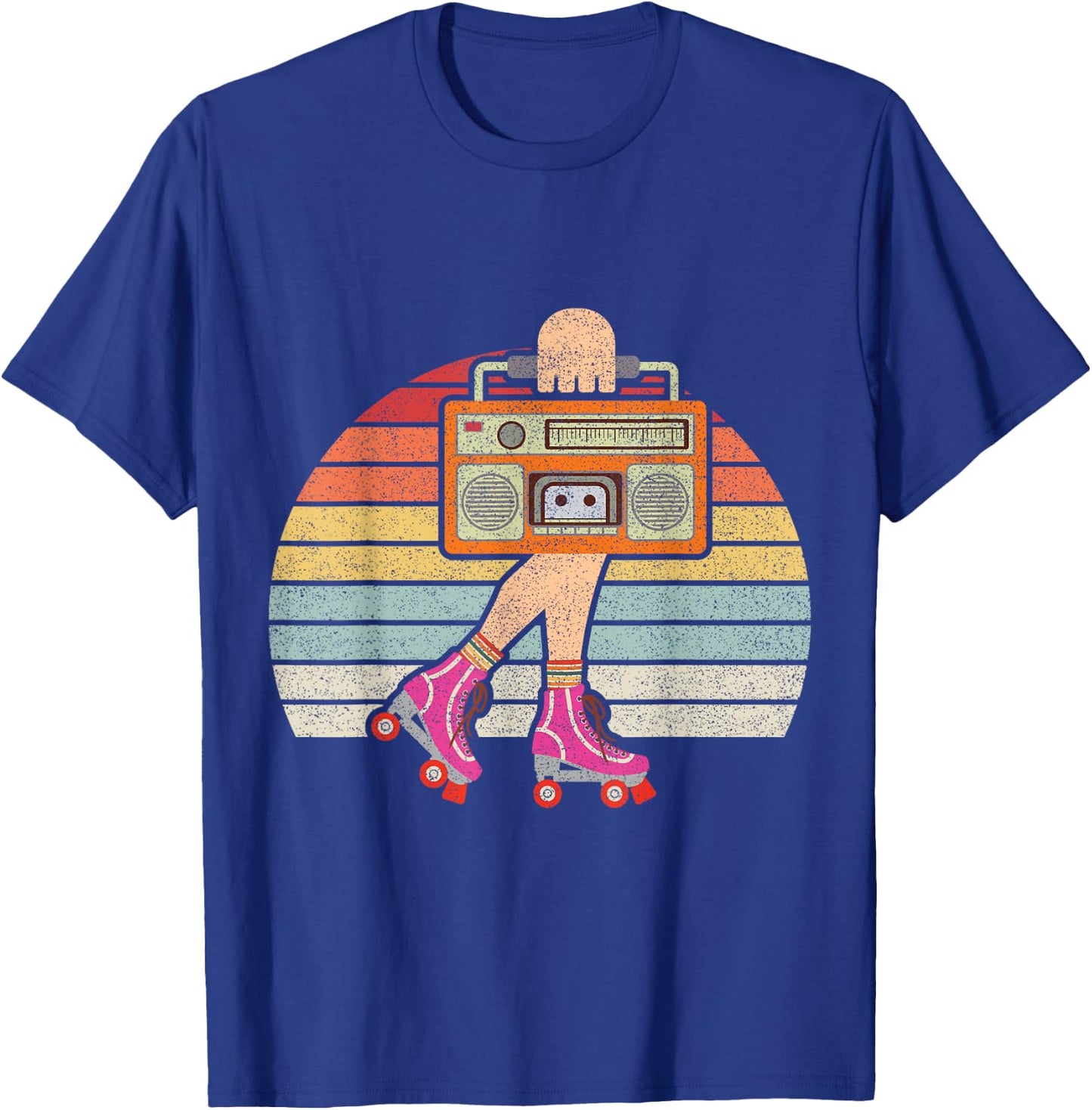 Vintage Retro 80's Rollerskates Roller Skating Disco Girl T-Shirt - T-Shirt | Royal