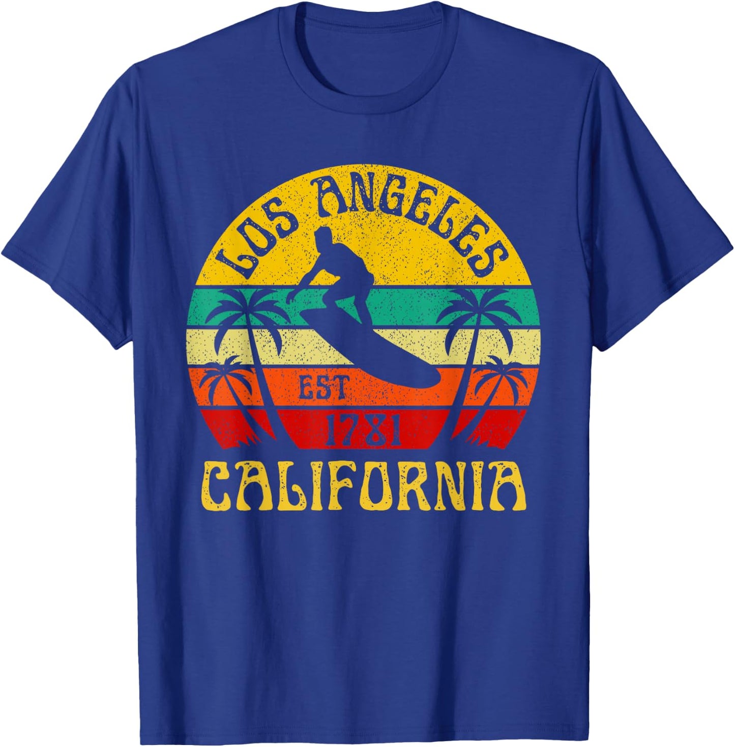 Los Angeles California Beach Surf Summer Vacation Vintage T-Shirt - T-Shirt | Royal