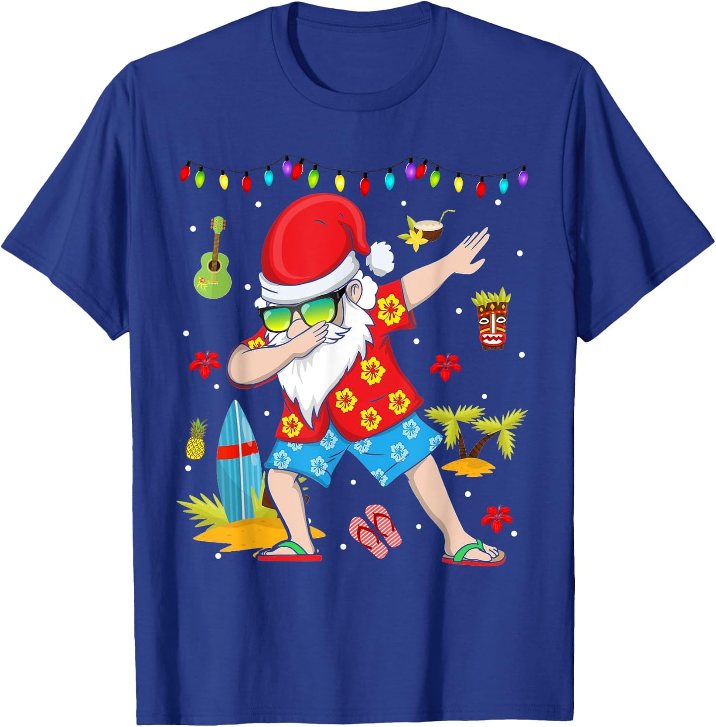 Dabbing Santa Christmas Summer Tropical Hawaiian Surfing Women Kids T-Shirt - T-Shirt | Royal