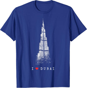 Dubai Burj Khalifa Vintage Skyline I Love Emirate Of Dubai T-Shirt - T-Shirt | Royal