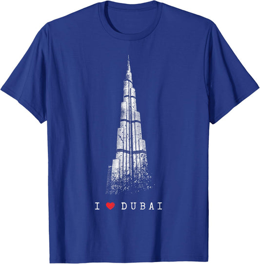Dubai Burj Khalifa Vintage Skyline I Love Emirate Of Dubai T-Shirt - T-Shirt | Royal