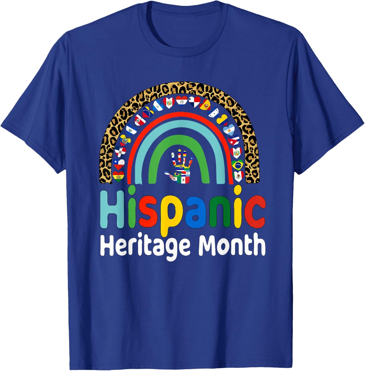 National Hispanic Heritage month Rainbow Countries Flags T-Shirt - T-Shirt | Royal