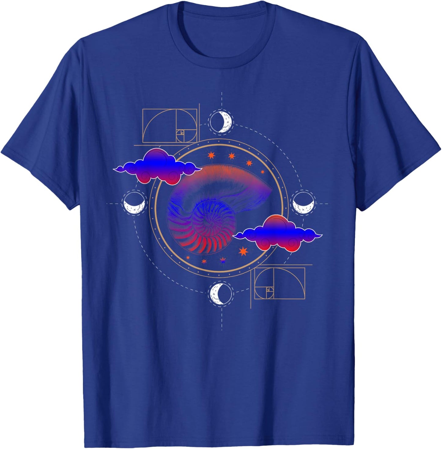 Fibonacci Shell or Golden Ratio and Spiral or Fibonacci T-Shirt - T-Shirt | Royal