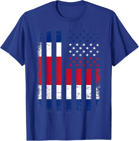 Costa Rican American Flag Costa Rican Roots Costa Rica T-Shirt - T-Shirt | Royal