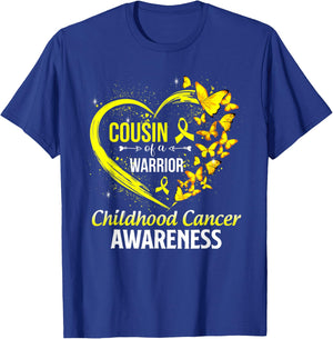 Butterfly Cousin Of A Warrior Childhood Cancer Awareness T-Shirt - T-Shirt | Royal