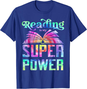 Reading Is My Superpower Reader Tie Die Reading T-Shirt - T-Shirt | Royal