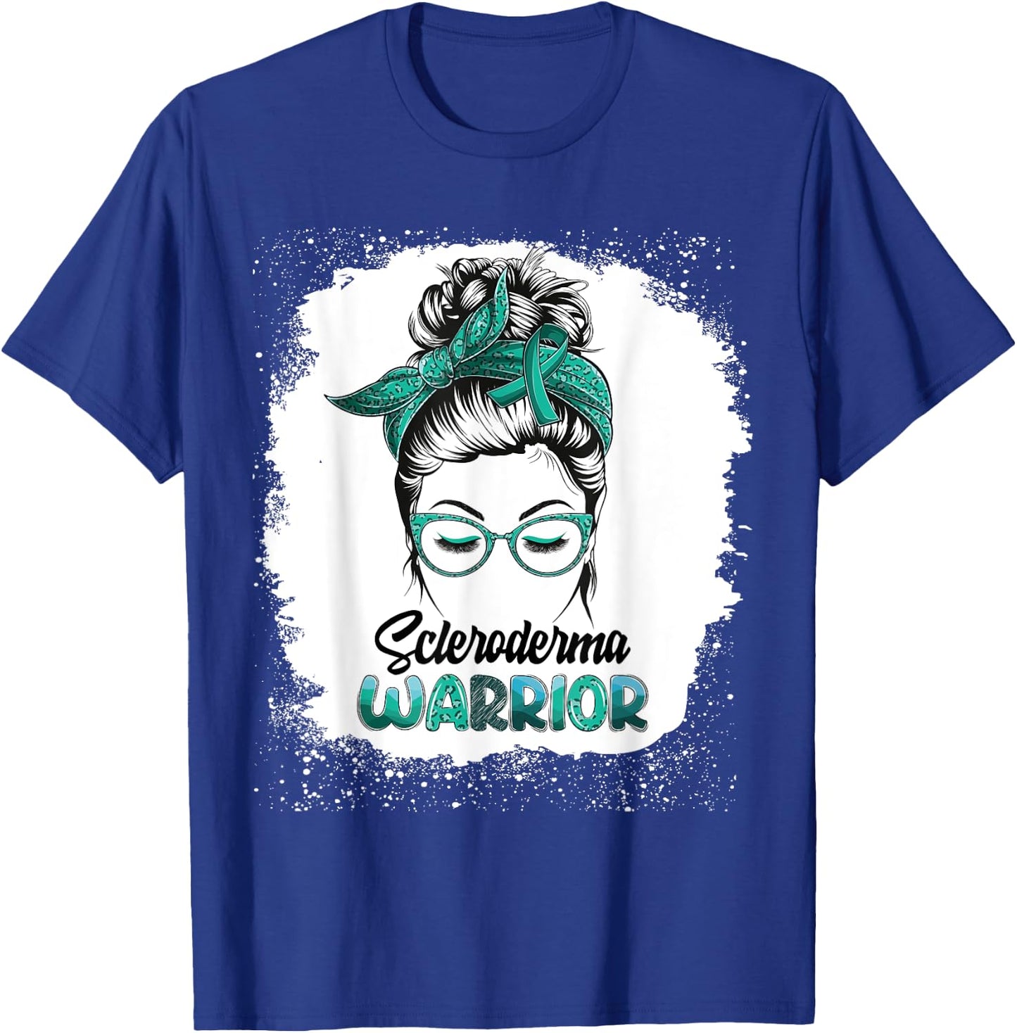 Scleroderma Warrior Bleached Messy Bun Survivor Believe T-Shirt - T-Shirt | Royal