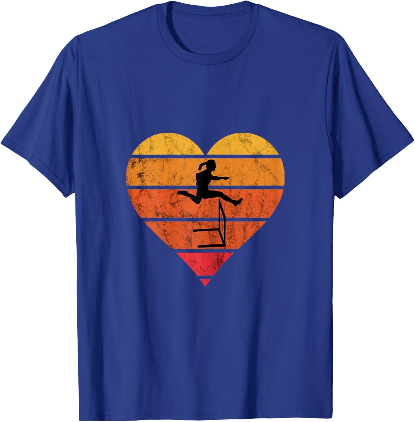Hurdles Running Athlete Retro Vintage Sunset Hurdler Heart T-Shirt - T-Shirt | Royal