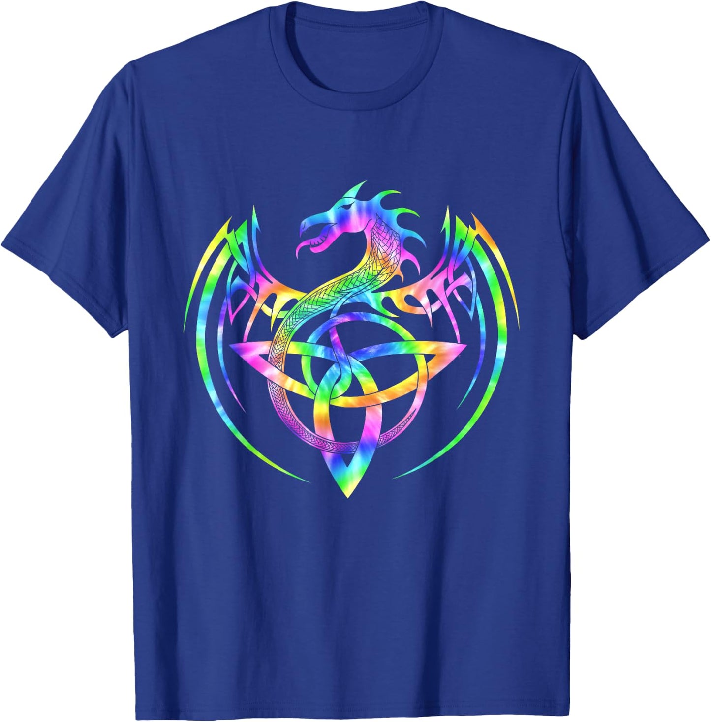 Tie Dye Tribal Celtic Knot Fantasy Dragon T-Shirt - T-Shirt | Royal