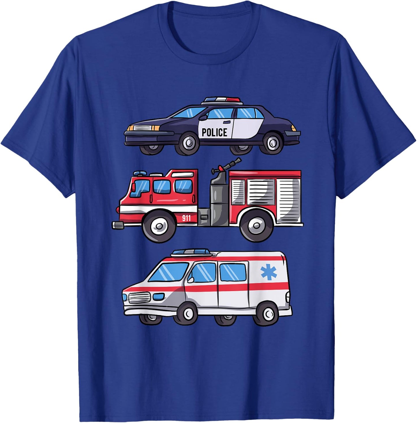 Emergency Vehicle Gift Boys Fire Engine T-Shirt - T-Shirt | Royal