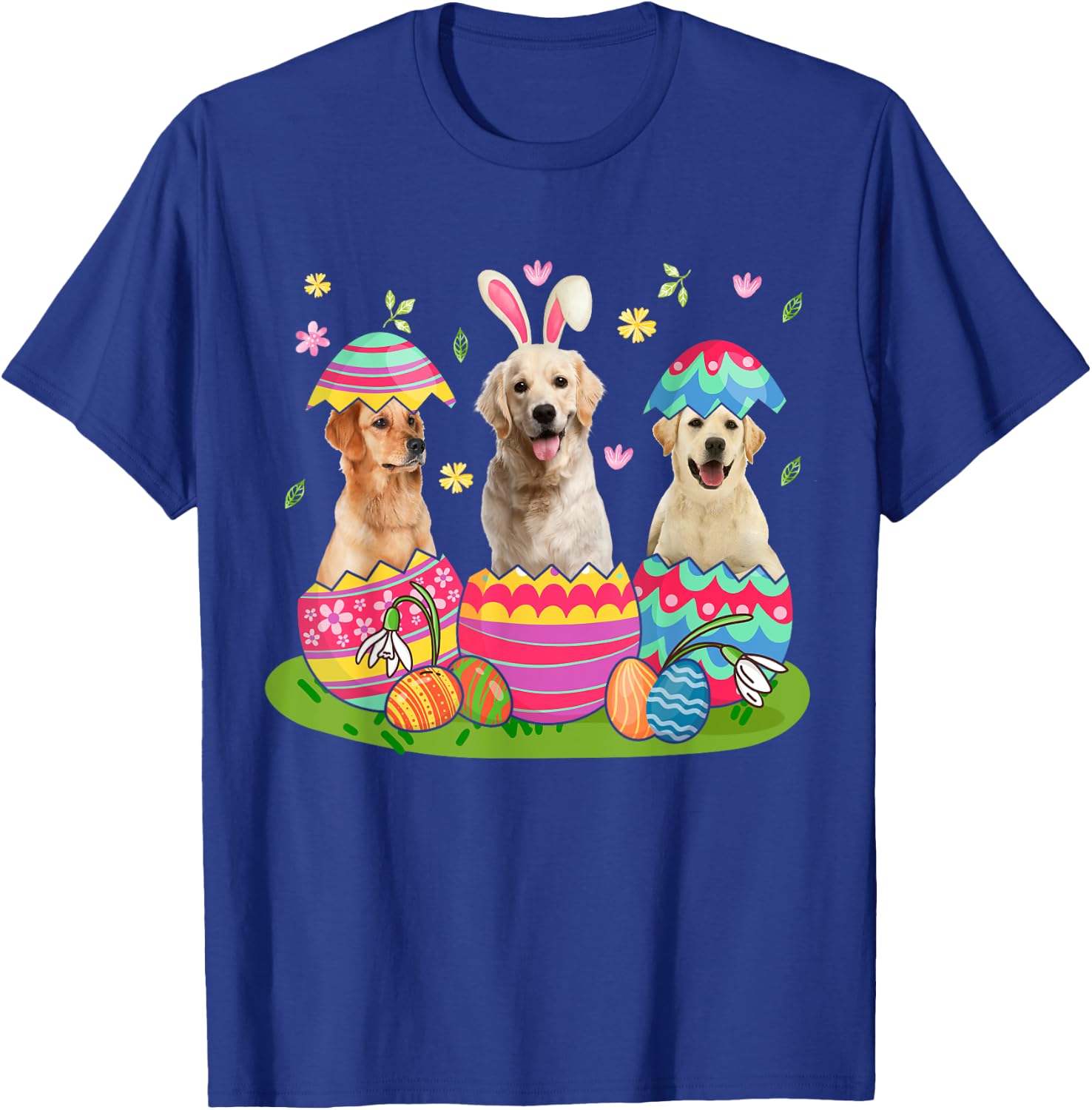 Three Bunny Labrador Retriever Inside Easter Egg Happy T-Shirt - T-Shirt | Royal