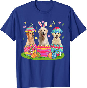 Three Bunny Labrador Retriever Inside Easter Egg Happy T-Shirt - T-Shirt | Royal
