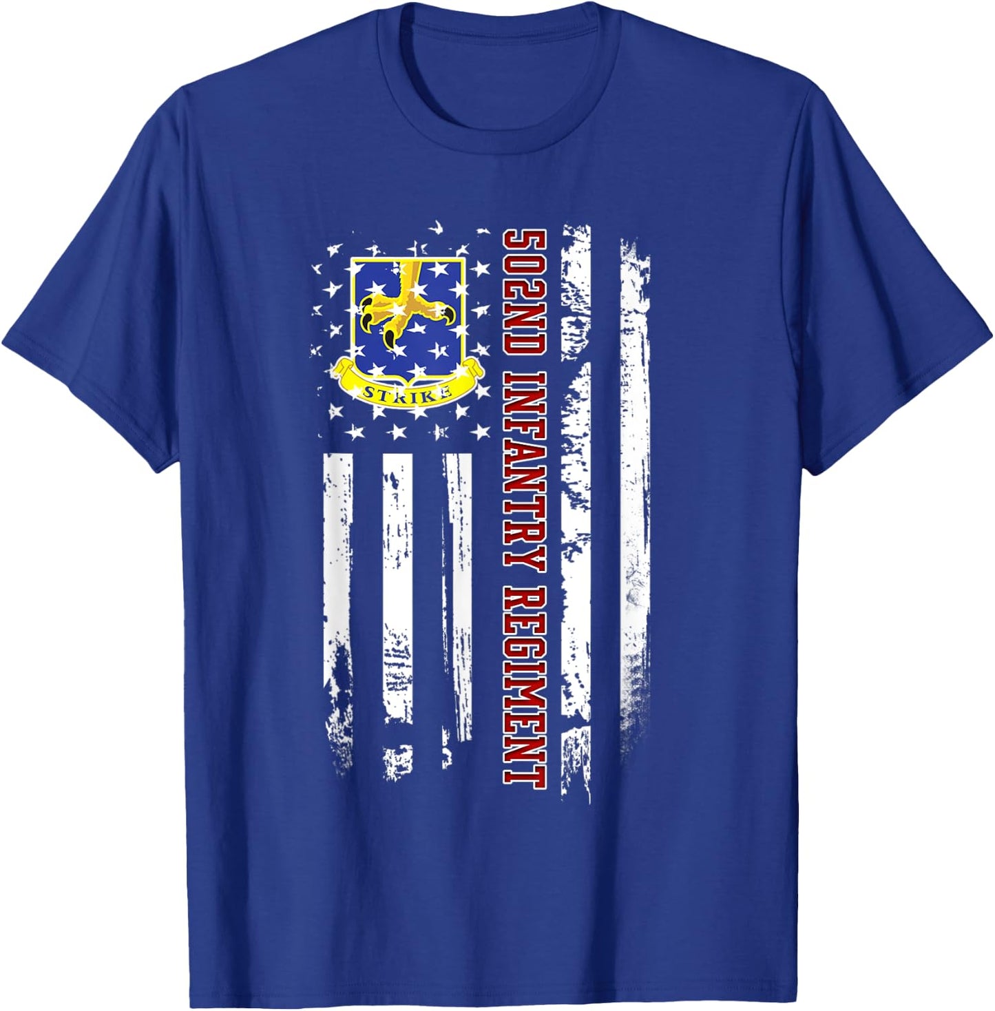 502nd Infantry Regiment Veteran USA Flag Veterans Day Xmas T-Shirt - T-Shirt | Royal