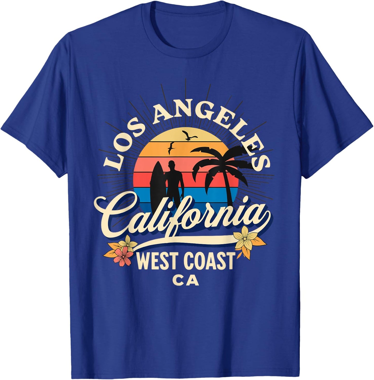 Los Angeles California Beach Surf Summer Vacation Vintage T-Shirt - T-Shirt | Royal
