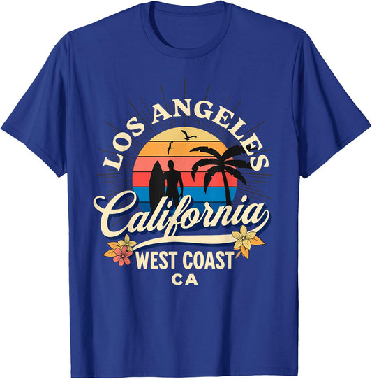 Los Angeles California Beach Surf Summer Vacation Vintage T-Shirt - T-Shirt | Royal
