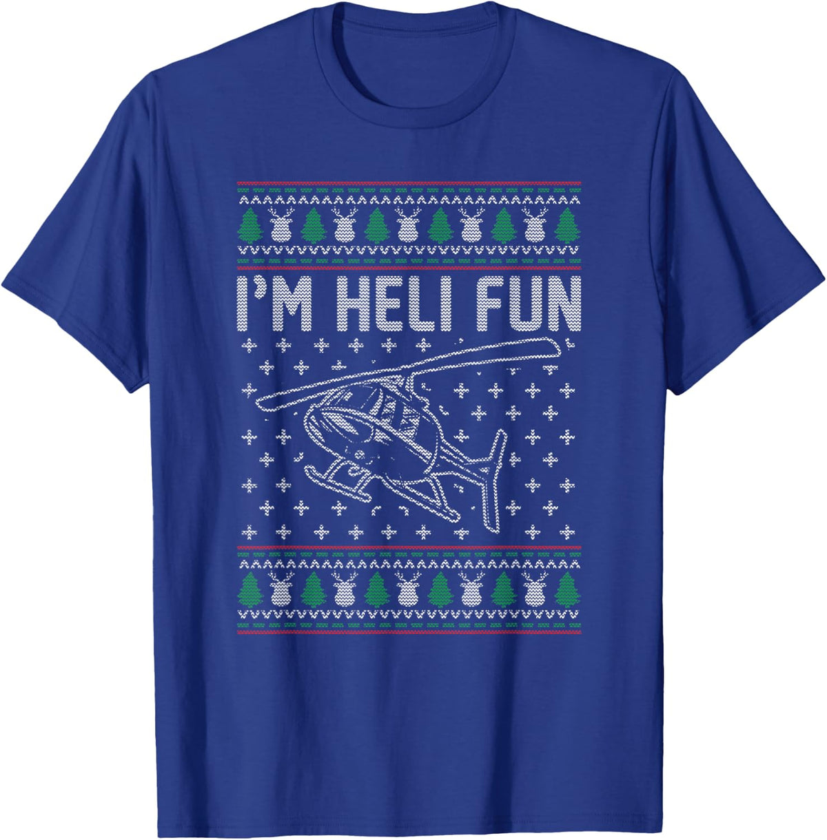 Helicopter Ugly Christmas Funny Pilot Christmas Holiday Gift T-Shirt - T-Shirt | Royal