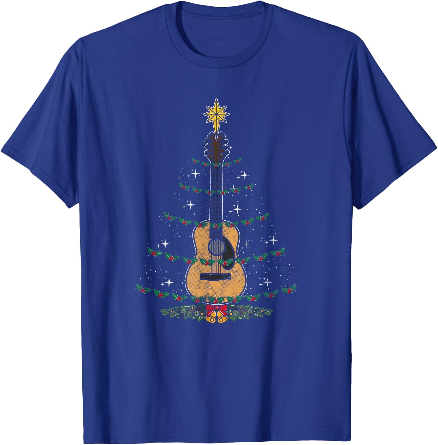 Christmas Guitar - Xmas Lights Guitarist T-Shirt - T-Shirt | Royal