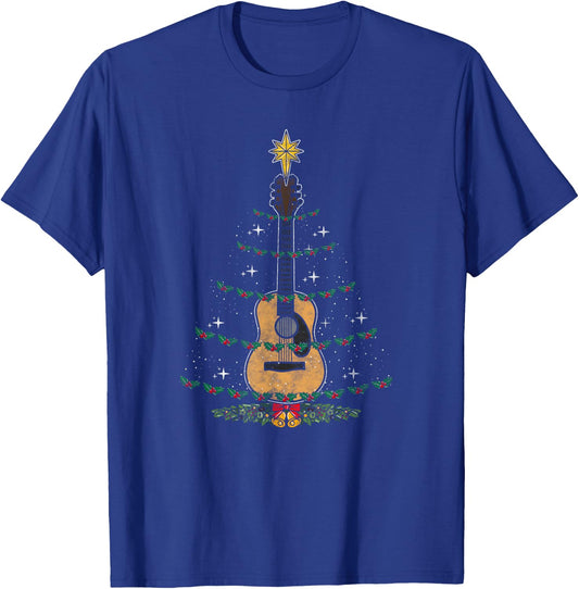Christmas Guitar - Xmas Lights Guitarist T-Shirt - T-Shirt | Royal