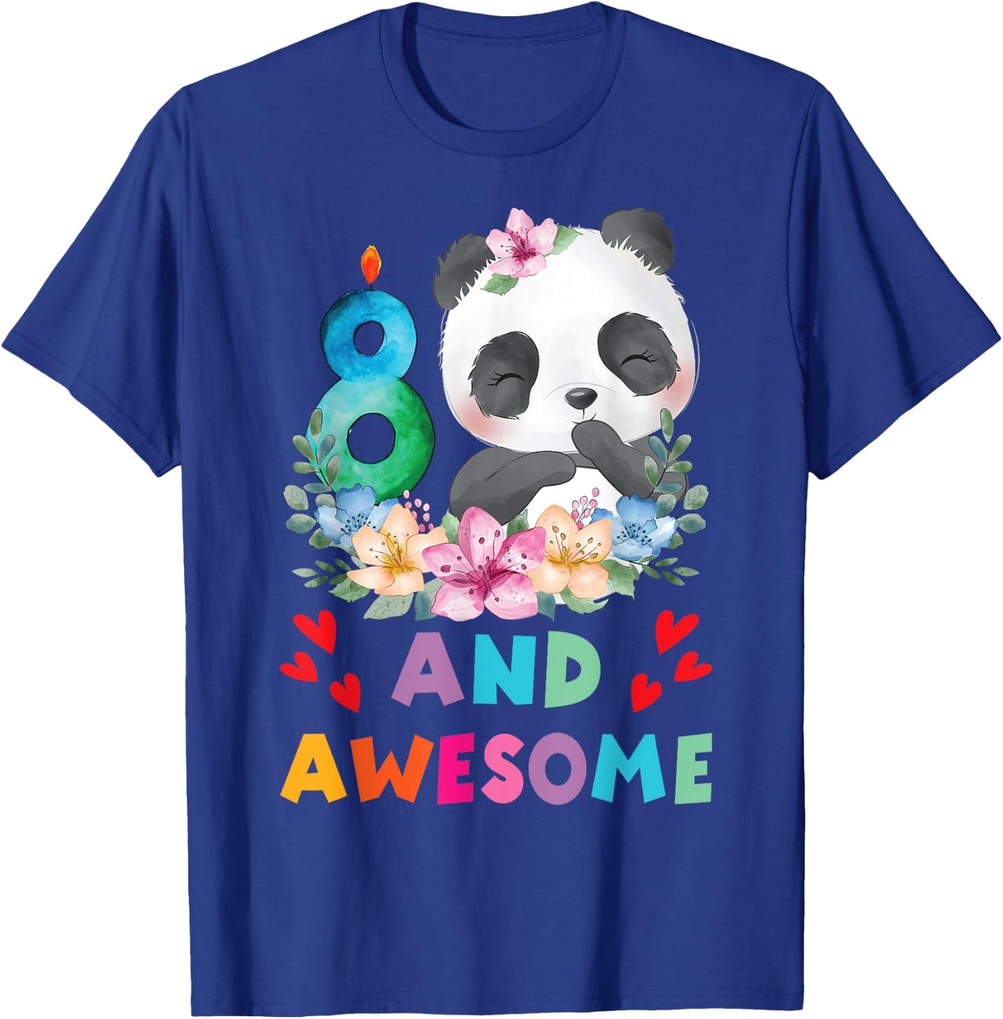 8 Years Old 8th Birthday Panda Unicorn Girl Party Gift T-Shirt - T-Shirt | Royal