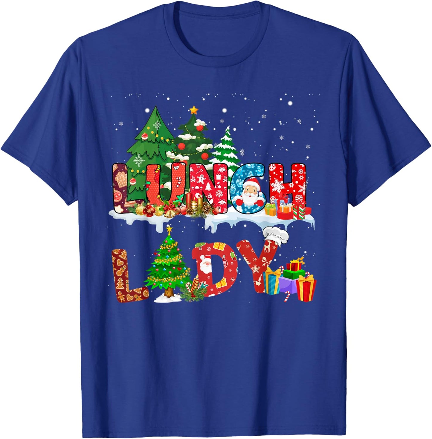Funny Lunch Lady Christmas Pajama Matching Xmas Lunch Lady T-Shirt - T-Shirt | Royal