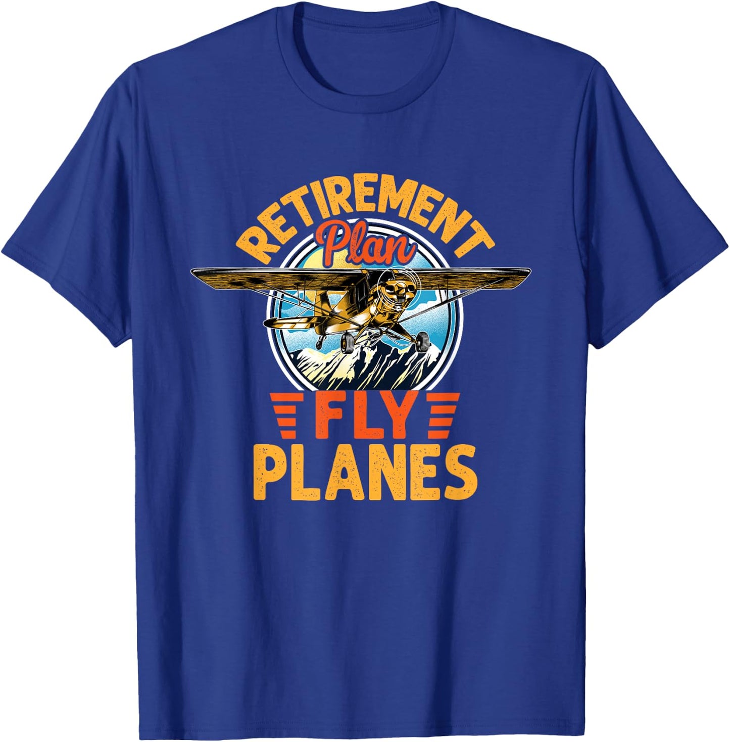 Pilot Retirement Father's Day Grandpa Aircraft Airplane T-Shirt - T-Shirt | Royal