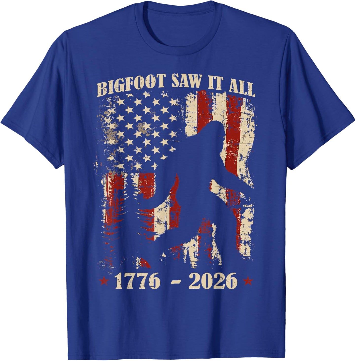 Bigfoot Patriotic 250 Years American USA 4th of July Men T-Shirt - T-Shirt | Royal