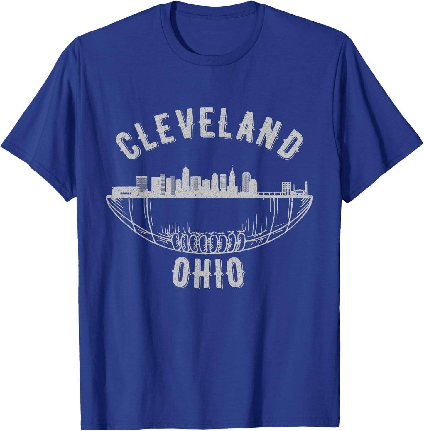 Cool Cleveland Ohio OH Football Skyline Skyscraper Fan Gift T-Shirt - T-Shirt | Royal