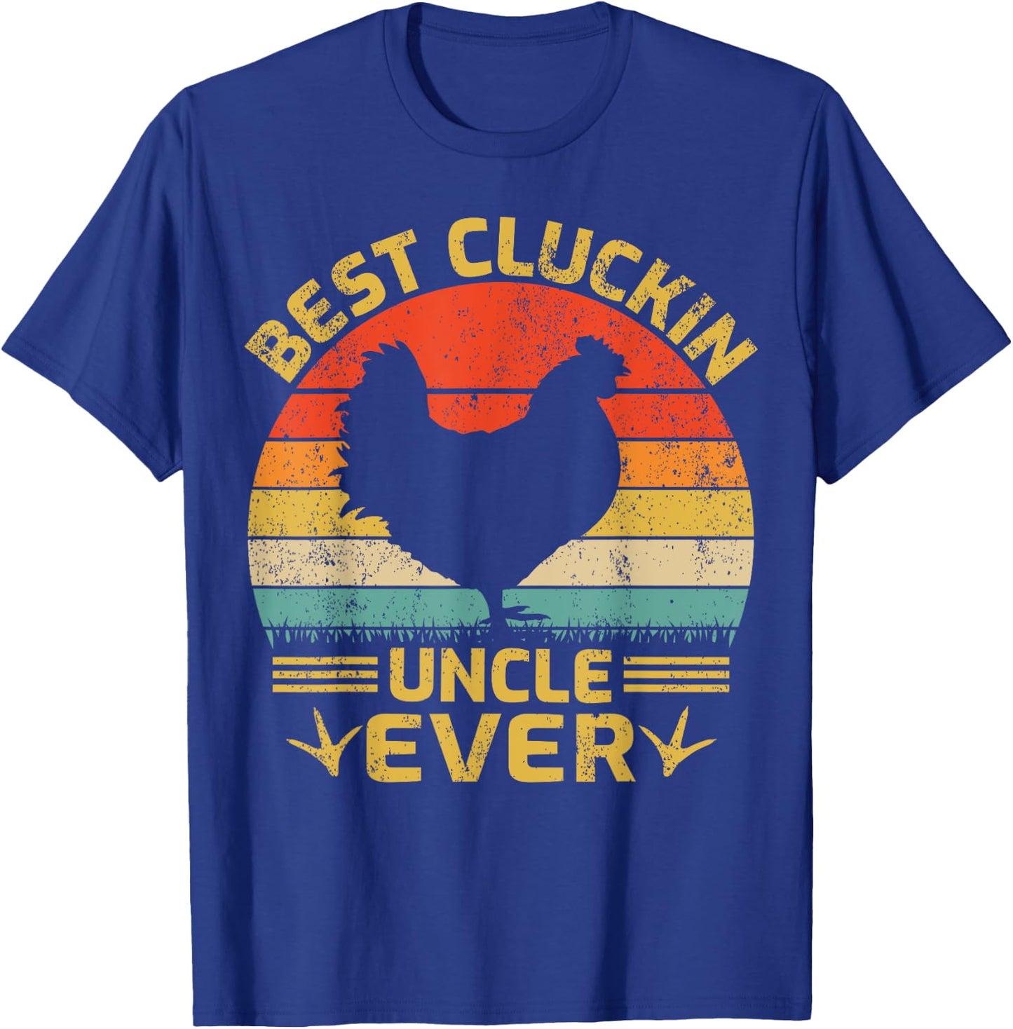 Best Cluckin Uncle Ever Vintage Chicken Uncle Father's Day T-Shirt - T-Shirt | Royal