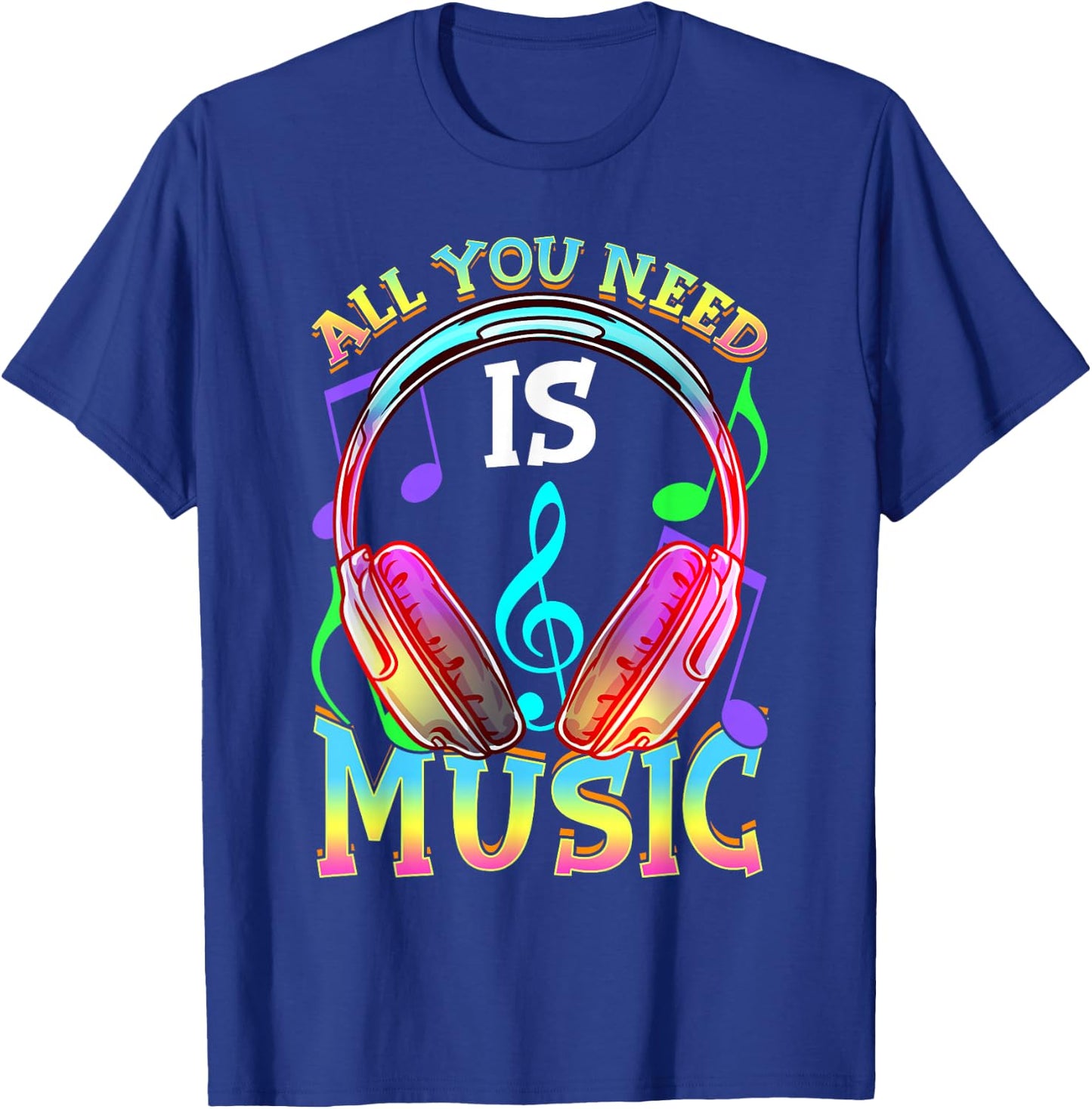All You Need is Music, DJ Headphones - Music Lover Producer T-Shirt - T-Shirt | Royal