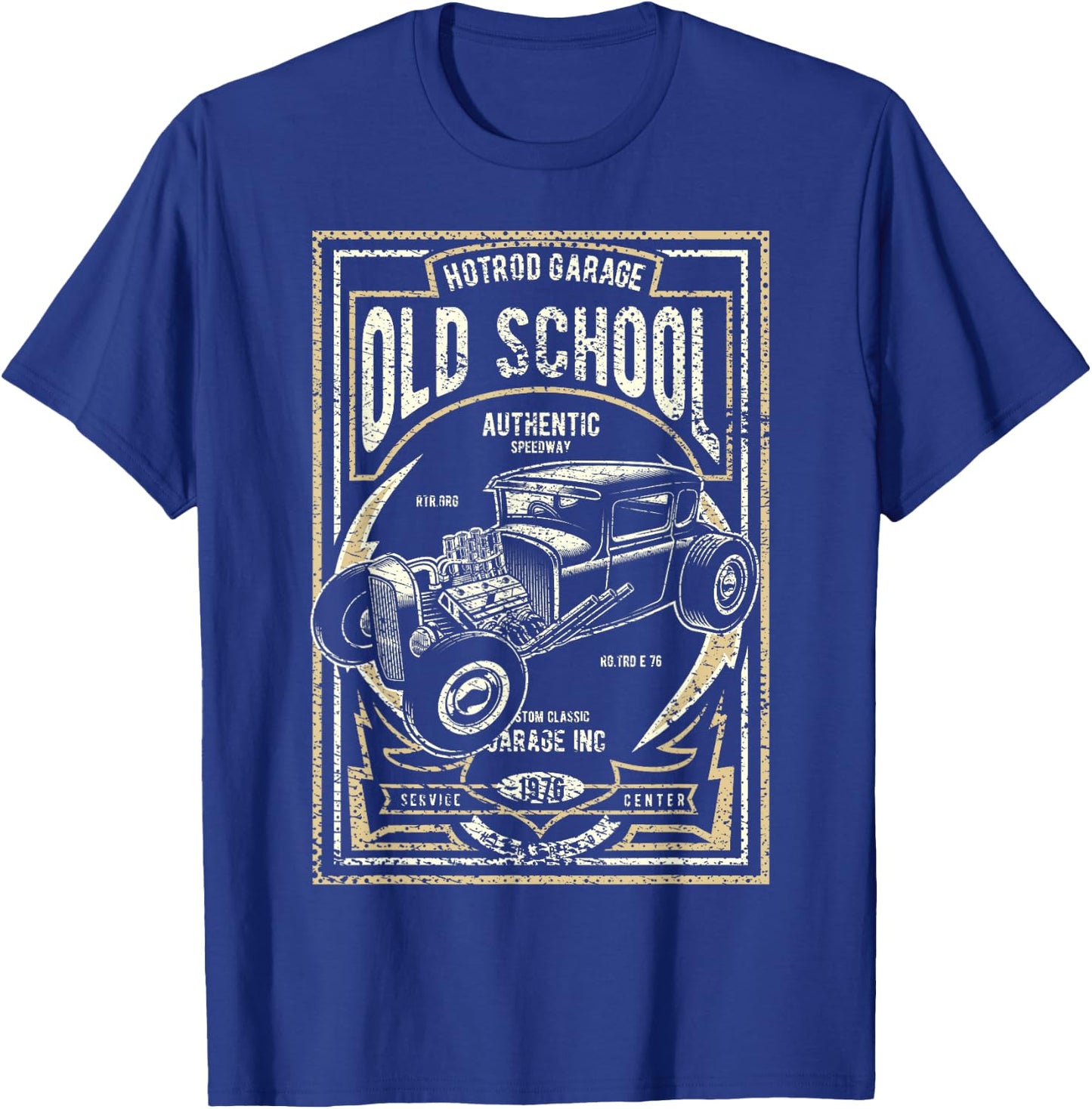 Old School Vintage Hot Rod Garage Men Classic Car T-Shirt - T-Shirt | Royal