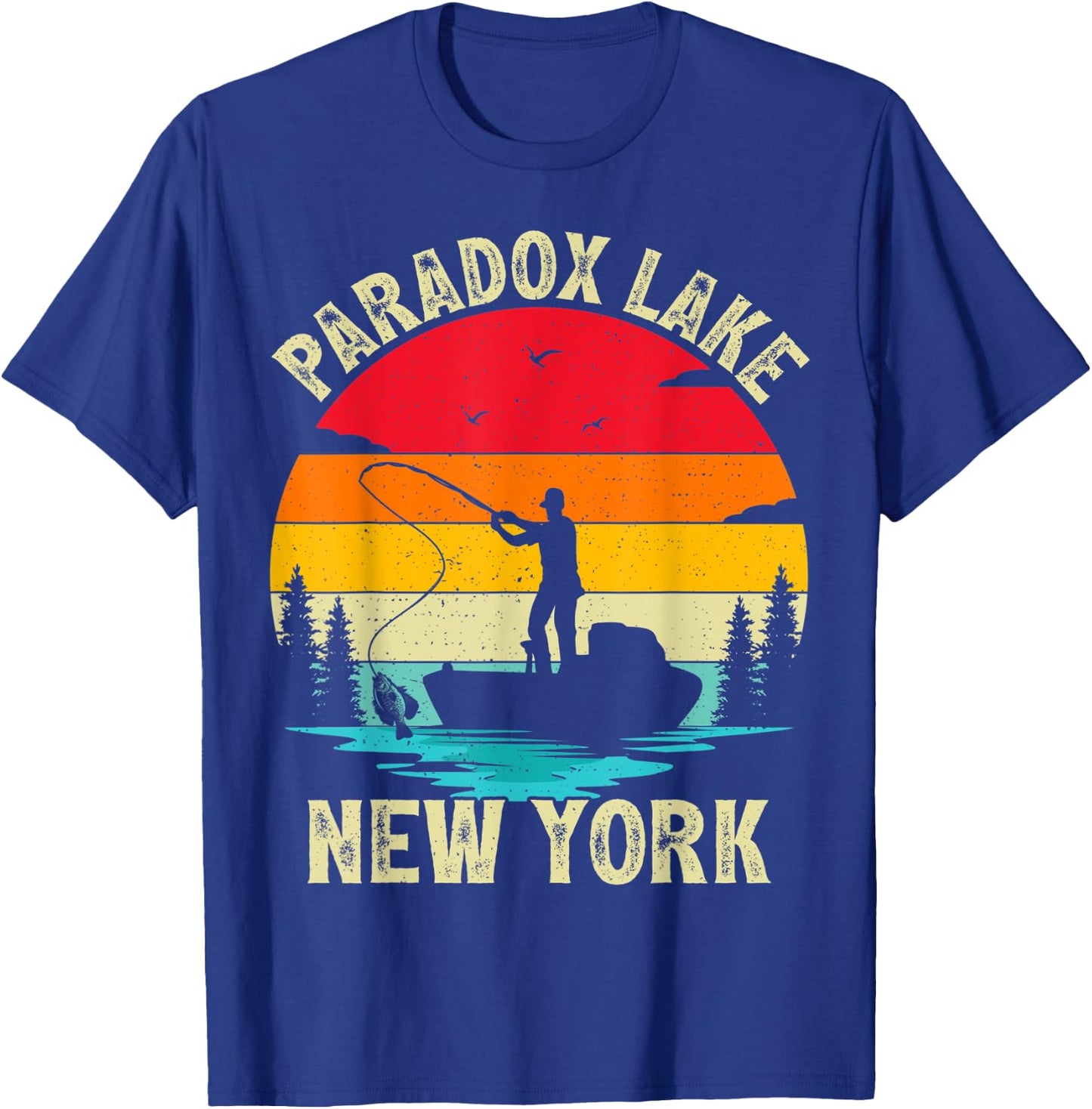 Summer Vacation Fishing Vintage Retro New York Paradox Lake Women Kids T-Shirt - T-Shirt | Royal