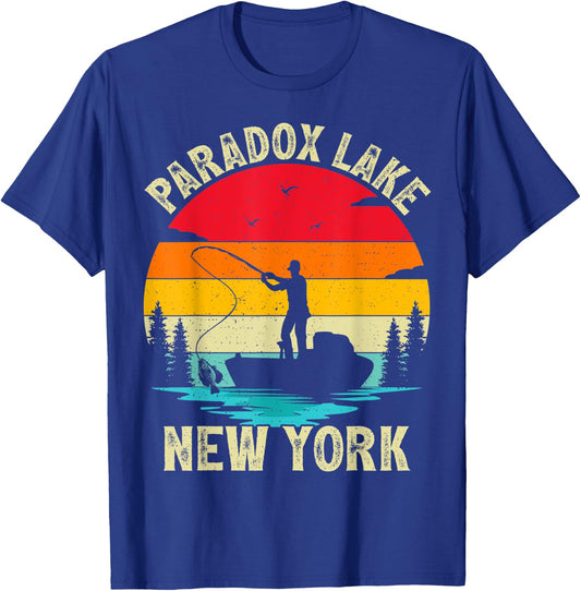 Summer Vacation Fishing Vintage Retro New York Paradox Lake Women Kids T-Shirt - T-Shirt | Royal