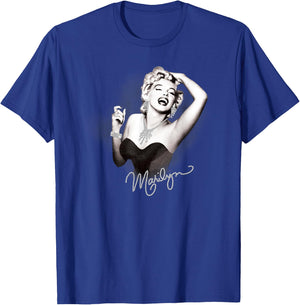 Marilyn Monroe Glam Marilyn Black Graphic , Women's Classic Fit, Small T-Shirt - T-Shirt | Royal