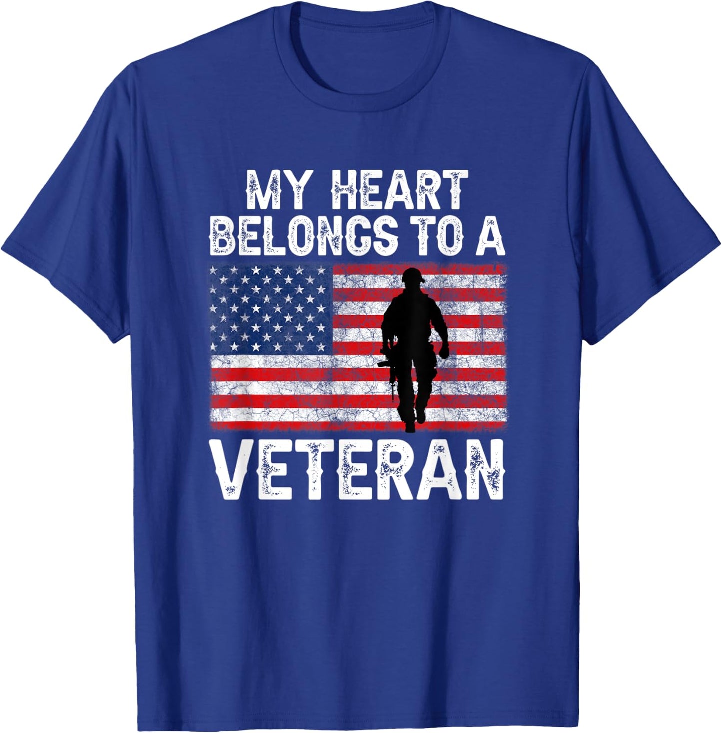 My Heart Belongs To A Veteran Army Veteran Fathers Day T-Shirt - T-Shirt | Royal