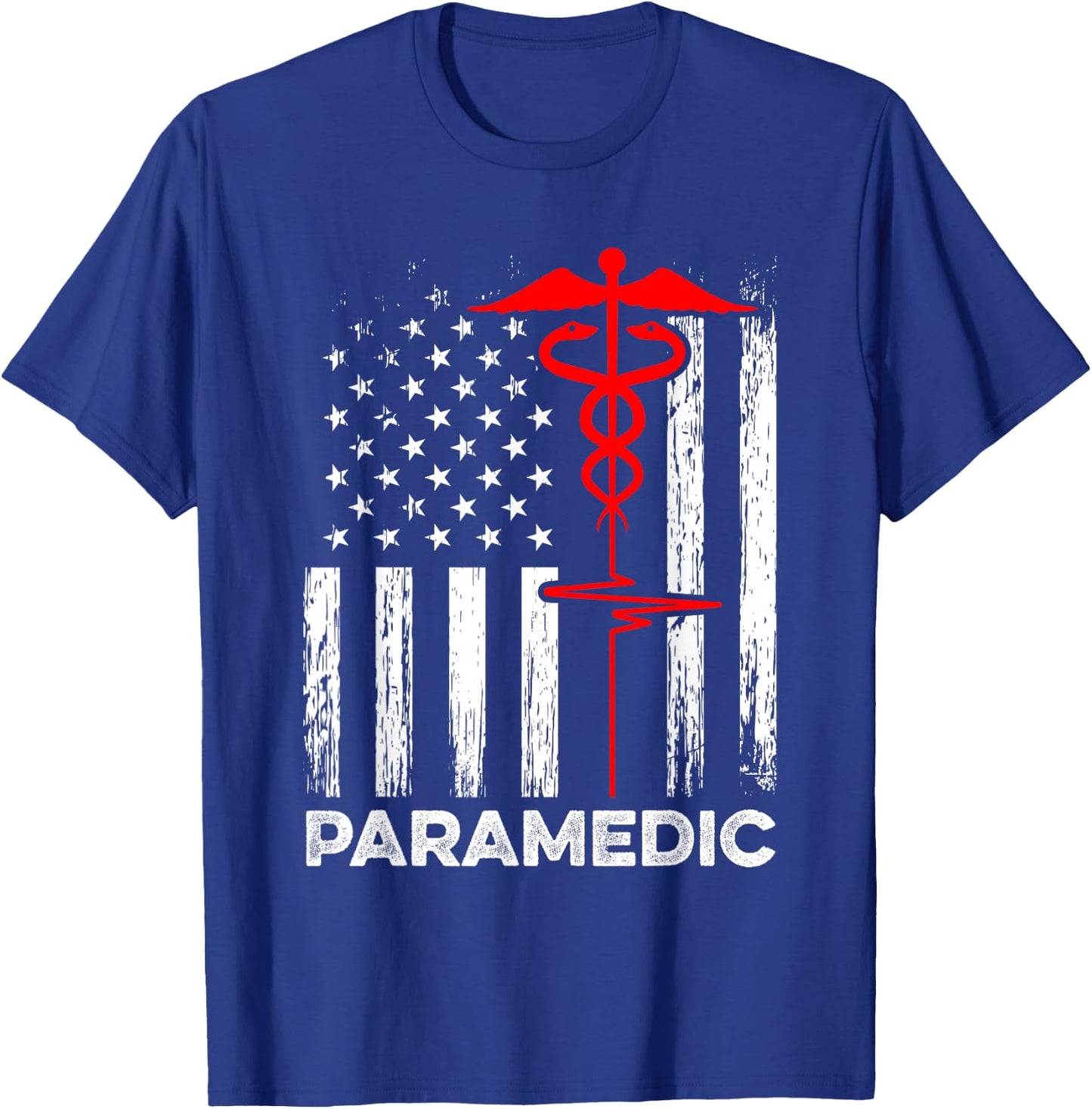 Paramedics USA Flag Doctor Ambulance Nurse Emergency Medical T-Shirt - T-Shirt | Royal