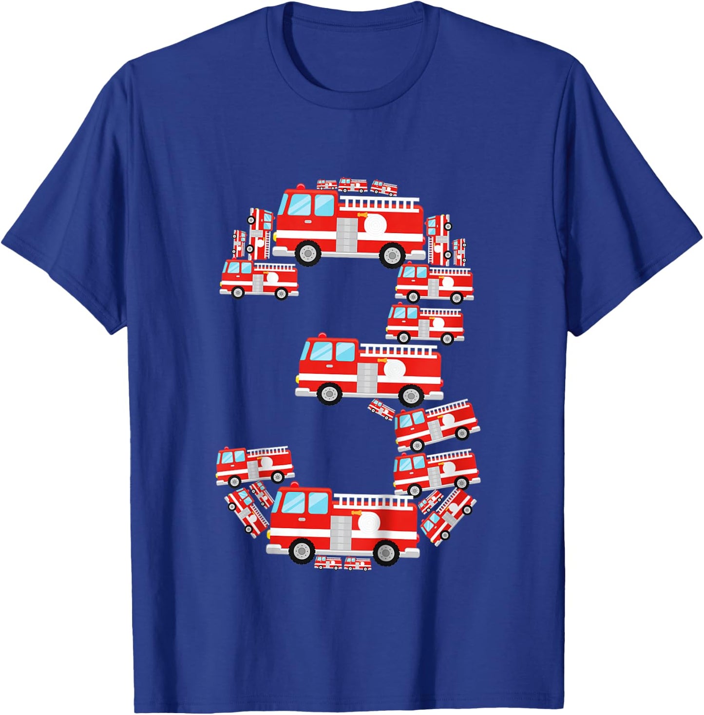 Fire Truck 3rd Birthday Boy 3 Year Old Toddler Firefighter T-Shirt - T-Shirt | Royal