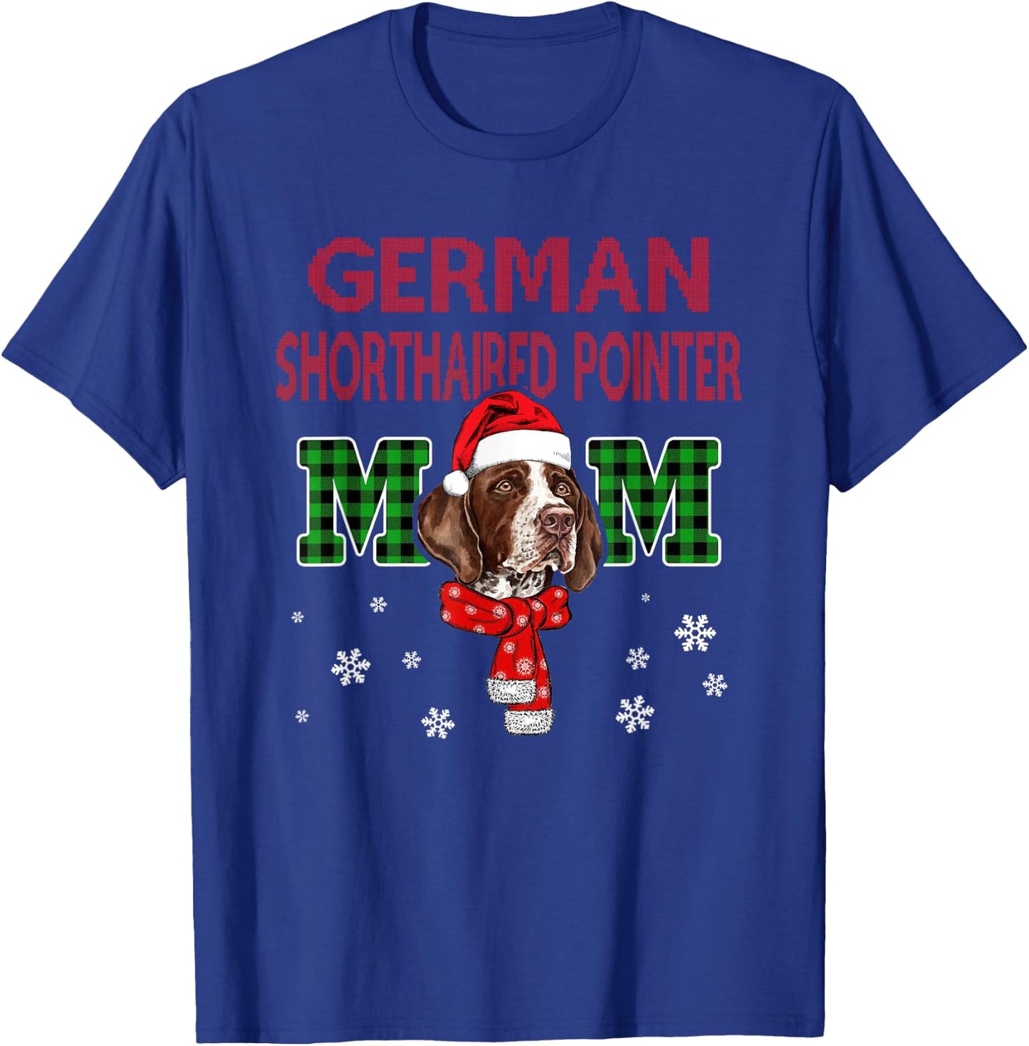 Christmas GSP Mom Plaid Santa Hat Cute Dog Lover T-Shirt - T-Shirt | Royal