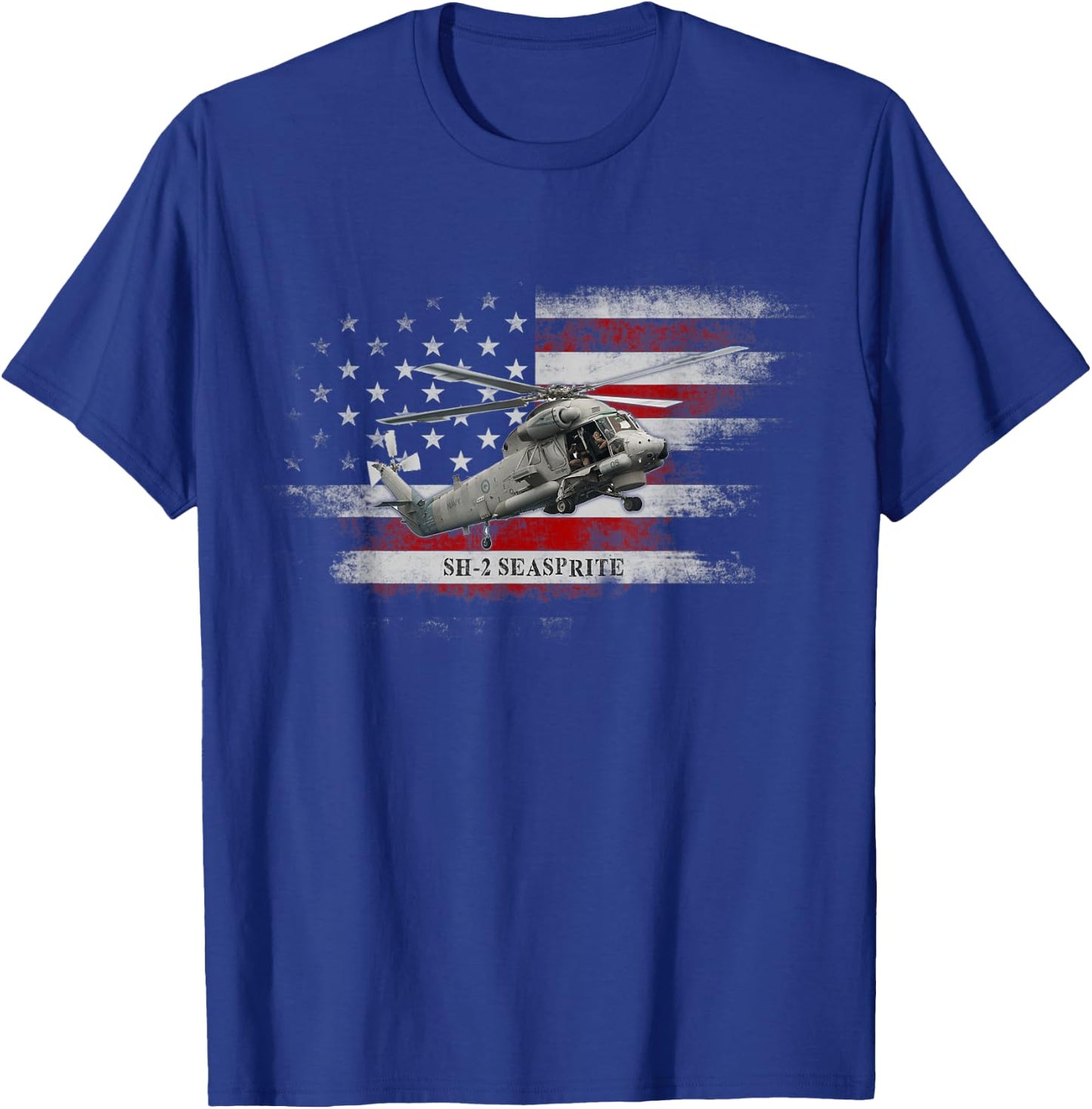 SH-2 Seasprite Helicopter USA Flag Helicopter Pilot Gifts Men T-Shirt - T-Shirt | Royal
