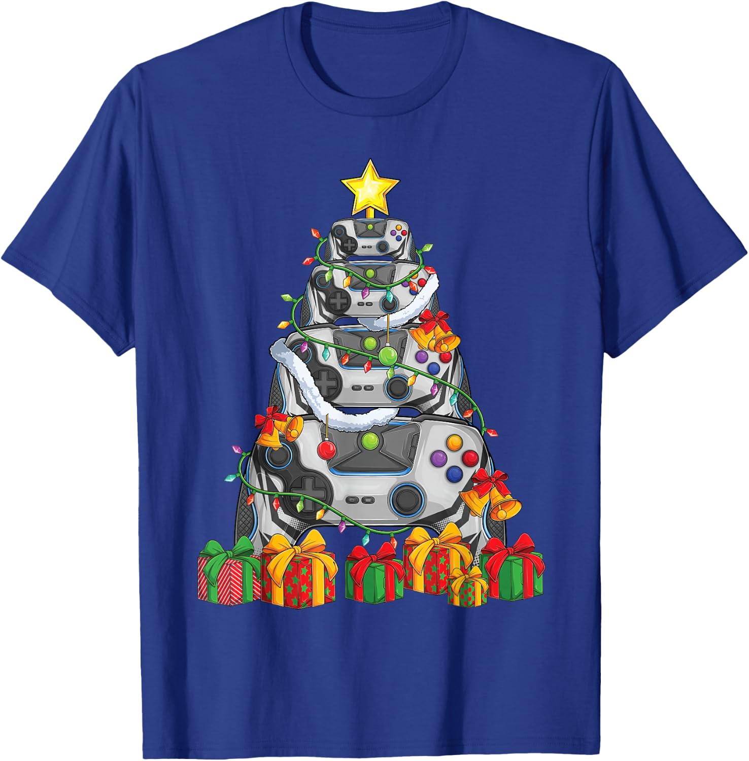 Gamer christmas tree pajamas kids boys men video games xmas T-Shirt - T-Shirt | Royal