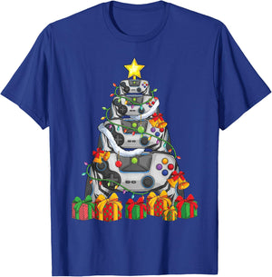 Gamer christmas tree pajamas kids boys men video games xmas T-Shirt - T-Shirt | Royal
