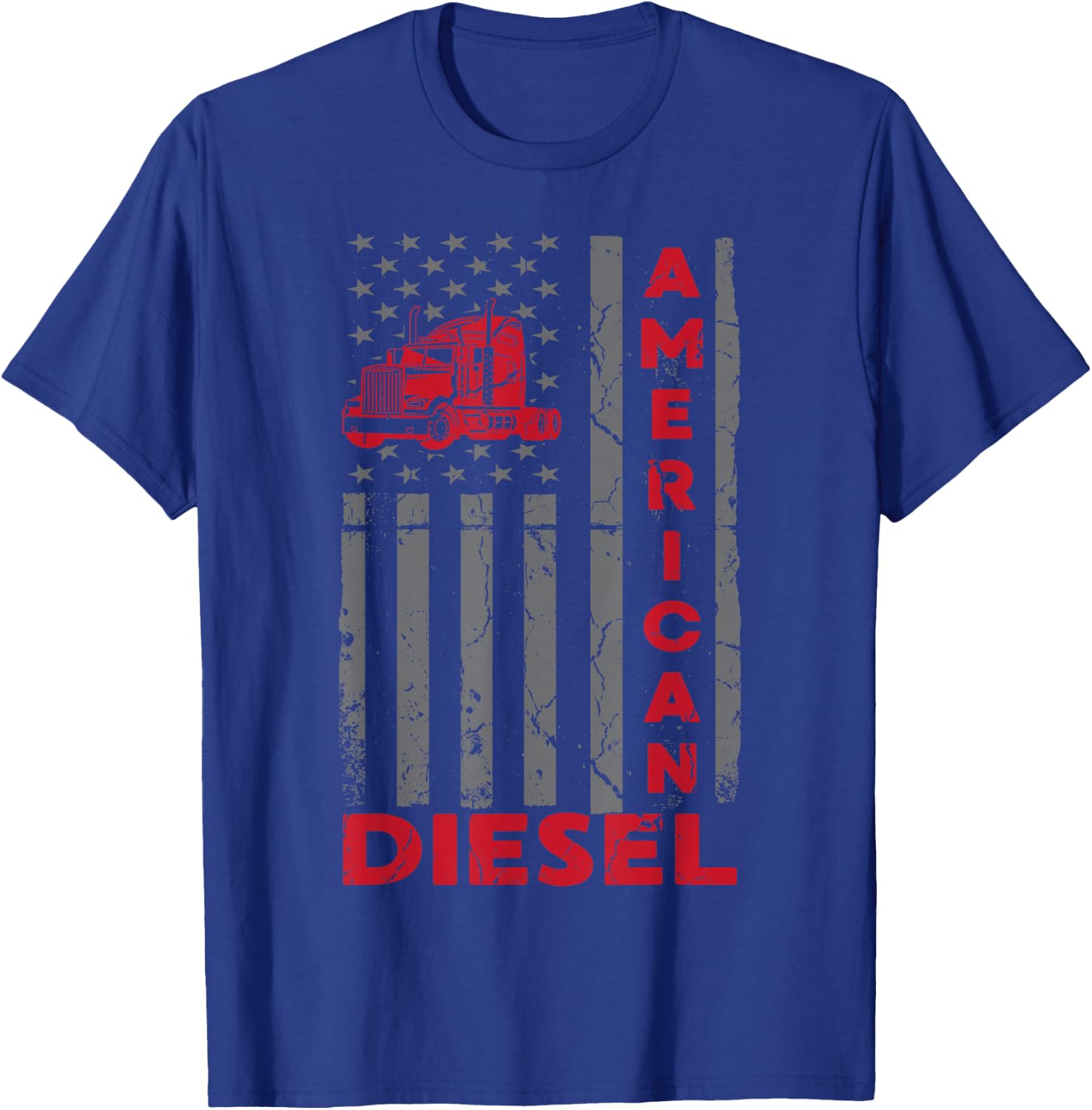 American Diesel Patriotic Flag Trucking Life USA Truck Fan T-Shirt - T-Shirt | Royal